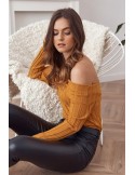 Short blouse with bare shoulders, mustard MP32763 - Online store - Boutique